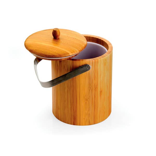 Balde para Gelo em Bambu com Alça Inox