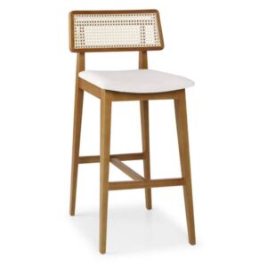 Banqueta Royal Estofado Anatômico Tela Portuguesa Estrutura Madeira