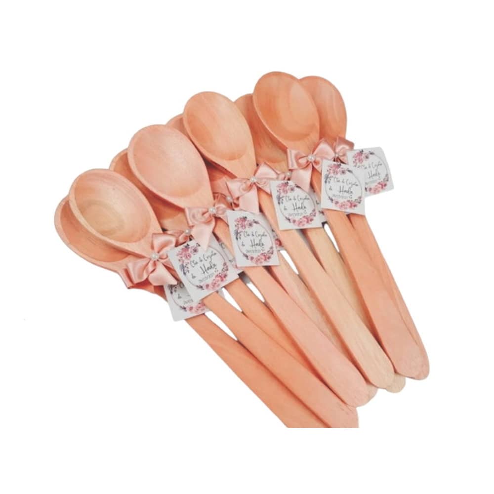 Colher De Pau Lembrancinha Rose Gold Chá De Panela