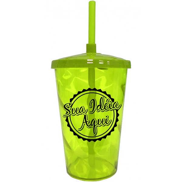 Copo Plastico Personalizado com Canudo