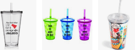 Copo de Acrilico Personalizado com Canudo