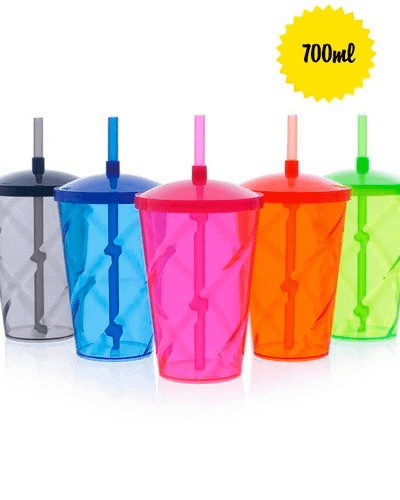 Copo twister com tampa e canudo personalizado