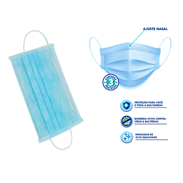 Máscara tnt azul com anvisa personalizada