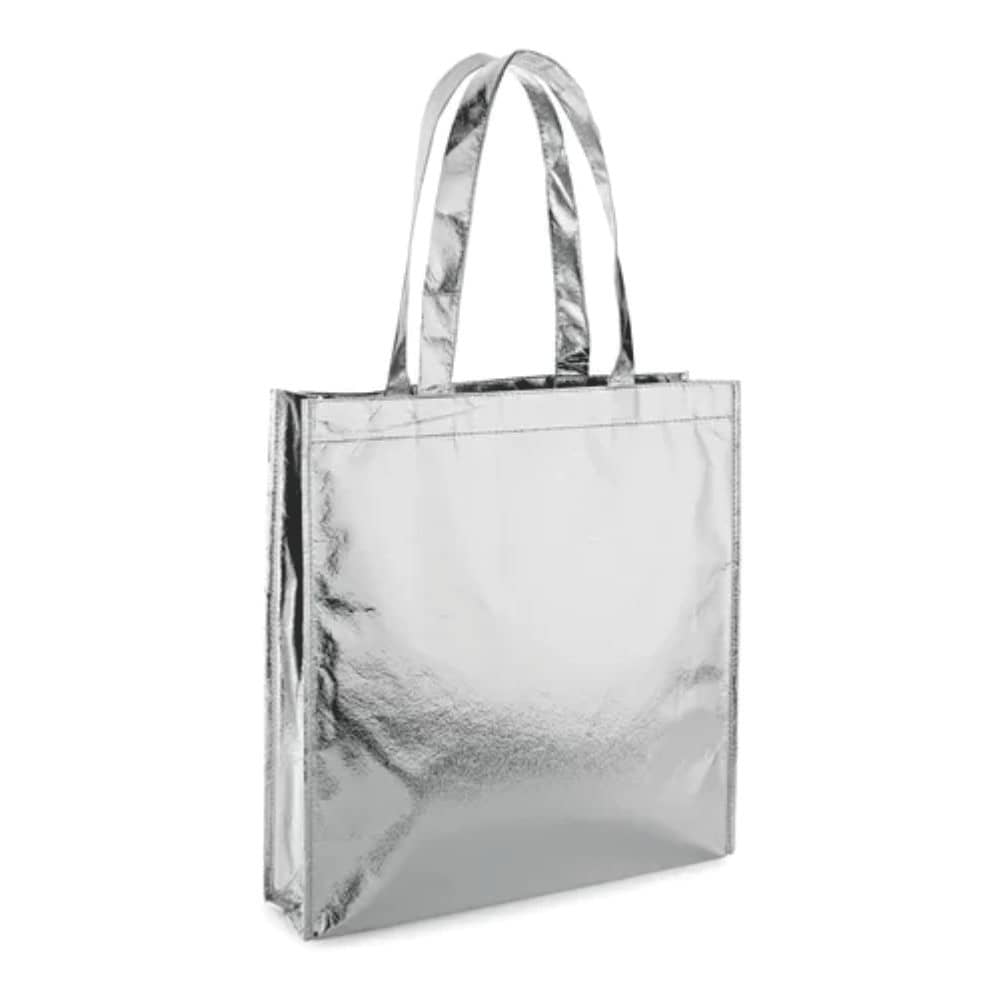 Sacola Tnt Metalizada Prata Pacote 20 Unidades